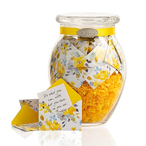 KindNotes Glass Keepsake Gift Jar with Positive Thoughts - Morning Sunshine Design