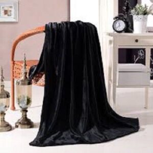 throw size blanket 50″ x 60″, very soft cozy warm, plush fleece portable blanket, lightweight microfiber solid color blanket, machine wash, throw blanket black