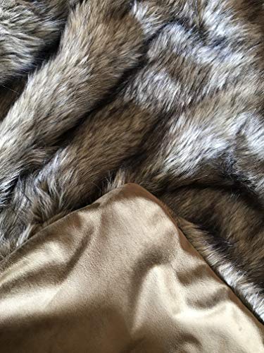 Luxurious Wolf Faux Fur Throw Blanket Fake Wolf/Coyote Fur Thorw Blanket 79"x90" Queen Size Fake Fur Throw Blanket Bedspread Brown