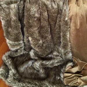 Luxurious Wolf Faux Fur Throw Blanket Fake Wolf/Coyote Fur Thorw Blanket 79"x90" Queen Size Fake Fur Throw Blanket Bedspread Brown