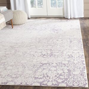 SAFAVIEH Passion Collection 4' x 5'7" Lavender / Ivory PAS403A Vintage Distressed Area Rug