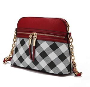 mkf crossbody bag for women – pu leather pocketbook handbag – multi pocket messenger purse, shoulder crossover