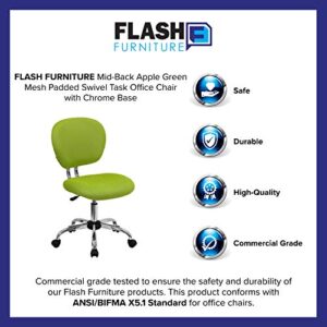 Flash Furniture Mid-Back Apple Green Mesh Padded Swivel Task Office Chair with Chrome Base