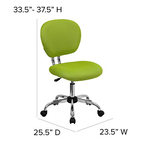 Flash Furniture Mid-Back Apple Green Mesh Padded Swivel Task Office Chair with Chrome Base