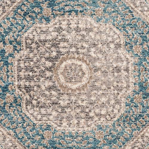 SAFAVIEH Sofia Collection 6'7" x 9'2" Light Grey/Blue SOF365A Vintage Oriental Distressed Non-Shedding Living Room Bedroom Dining Home Office Area Rug