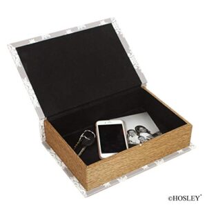 HOSLEY Storage Memory Book Box Set /3, Gray White Farmhouse Large 12", Med 10" Small 8" High. Ideal Gift for Wedding Memories Jewelry Trinket Hobby Keepsake