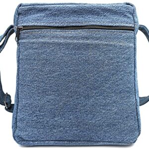 Upcycling Blue Denim Jeans Messenger Cross Body Shoulder Handbag Purse for Unisex