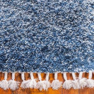 Unique Loom Hygge Shag Collection Modern Moroccan Inspired, Plush & Cozy Area Rug, 4 ft x 6 ft, Blue/Ivory