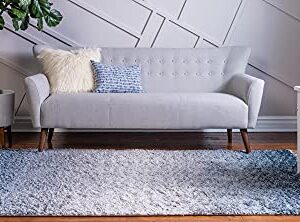 Unique Loom Hygge Shag Collection Modern Moroccan Inspired, Plush & Cozy Area Rug, 4 ft x 6 ft, Blue/Ivory