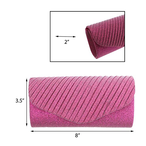 Li'Shay Fuschia Sparkle Satin Evening Bag