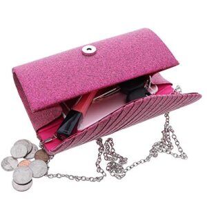 Li'Shay Fuschia Sparkle Satin Evening Bag