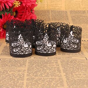 candle wraps, sevend 50 pieces tea light wraps and candles holders for weeding, table, gift, outdoor (black candle wraps)