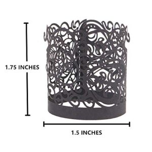 Candle Wraps, Sevend 50 Pieces Tea Light Wraps and Candles Holders for Weeding, Table, Gift, Outdoor (Black Candle Wraps)