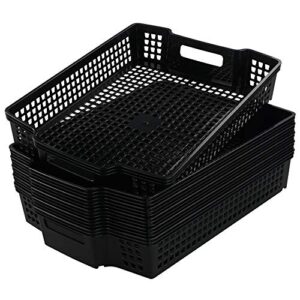 anbers black plastic storage baskets, stackable office organizer trays, 6 packs