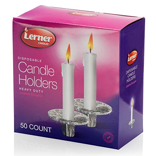 Aluminum Disposable Candle Holders For Taper Candles / 50 Pack Heavy Duty