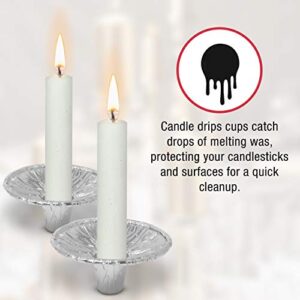 Aluminum Disposable Candle Holders For Taper Candles / 50 Pack Heavy Duty