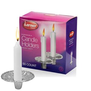 Aluminum Disposable Candle Holders For Taper Candles / 50 Pack Heavy Duty