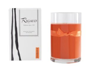 rigaud paris, vesuve large candle recharge (refill) bougie d’ambiance parfumee, grand modele recharge in glass, orange, 4.5 inches tall, 90 hours burn life