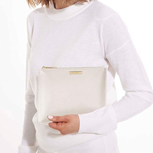 KATIE LOXTON Bridesmaid Women's Vegan Leather Clutch Secret Perfect Pouch Metallic White