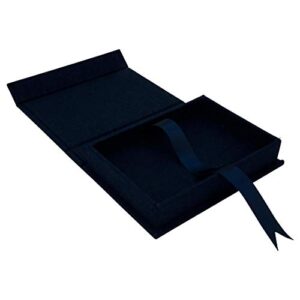 koyal wholesale navy blue linen photo box, 4 x 6-inch memory storage box with lid, keepsake boudoir linen box