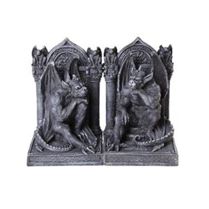 pacific giftware gothic thinker gargoyle sculpture stone finish book ends set 6.75 inches tall