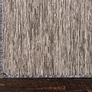 Unique Loom Outdoor Patio Collection Modern Casual Indoor and Outdoor Transitional Indoor and Outdoor Flatweave Gray Area Rug (6' 3 x 9' 0)