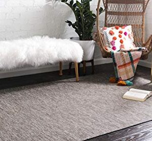 Unique Loom Outdoor Patio Collection Modern Casual Indoor and Outdoor Transitional Indoor and Outdoor Flatweave Gray Area Rug (6' 3 x 9' 0)