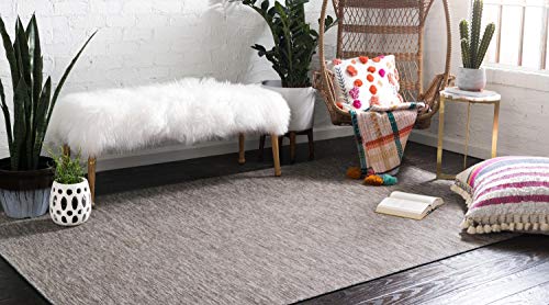 Unique Loom Outdoor Patio Collection Modern Casual Indoor and Outdoor Transitional Indoor and Outdoor Flatweave Gray Area Rug (6' 3 x 9' 0)