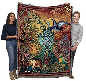 pure country weavers awen blanket by jen delyth – celtic gift tapestry throw woven from cotton – made in the usa (72×54)