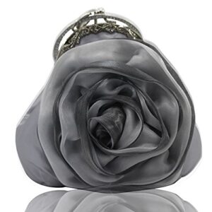 kingluck silk flower slot pocket hasp totes frame women kingluck flower evening handbags/clutches in wedding handbag (grey)
