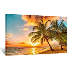 kreative arts canvas print for home decoration – sunset seascape coco beach modern painting wall art picture print on canvas framed and ready to hang 20”x30”