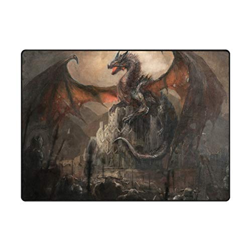 My Little Nest Area Rug Dragon Lightweight Non-Slip Soft Mat 4'10" x 6'8", Memory Sponge Indoor Outdoor Decor Carpet for Living Dining Room Bedroom Office Kitchen