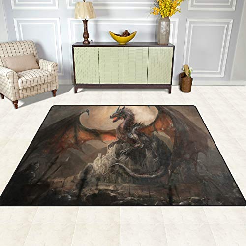 My Little Nest Area Rug Dragon Lightweight Non-Slip Soft Mat 4'10" x 6'8", Memory Sponge Indoor Outdoor Decor Carpet for Living Dining Room Bedroom Office Kitchen