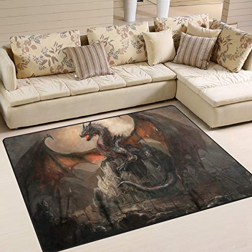 My Little Nest Area Rug Dragon Lightweight Non-Slip Soft Mat 4'10" x 6'8", Memory Sponge Indoor Outdoor Decor Carpet for Living Dining Room Bedroom Office Kitchen