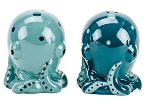 boston warehouse octopus salt & pepper shakers, 2-piece set, blue/teal