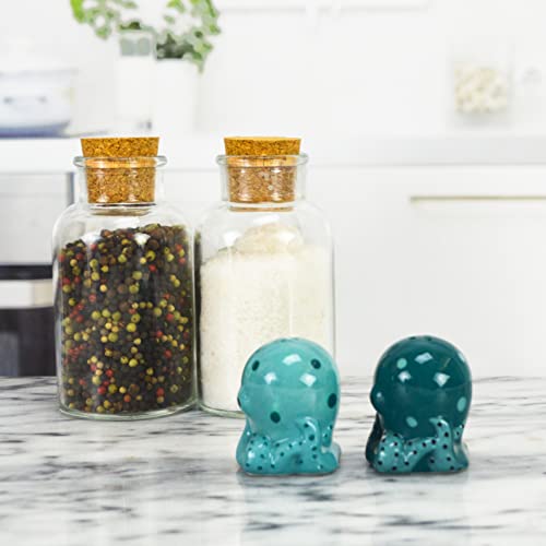 Boston Warehouse Octopus Salt & Pepper Shakers, 2-Piece Set, Blue/Teal