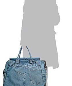 Bijoux De Ja X-Large Blue Denim Double Top Handle Tote Shopper Handbag Purse for women