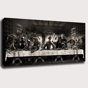 the last supper,dark evil horror spooky creepy,halloween,wall art home wall decorations for bedroom living room oil paintings ifunew canvas prints-1157 (unframed,16x32inch)