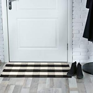 Buffalo Plaid Checkered Rug by SGallerie - Black & White Washable Woven Mat - Decoration for Indoor & Outdoor - Decor for Entryway, Patio, Kitchen, Bedroom, Bathroom and Dining Room