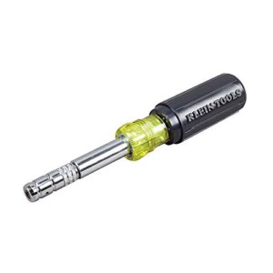 klein tools 32596 multi-bit screwdriver /nut driver, magnetic 8-in-1 hvac slide drive tool with hex, phillips, schrader bits, nut drivers