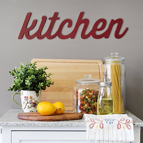 Stratton Home Décor S11581 Red Kitchen Wood Word Décor, 23.00 W X 0.50 D X 5.50 H