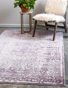 unique loom aberdeen collection traditional vintage inspired tone textured area rug, 9 ft x 12 ft, violet/ivory