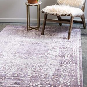 Unique Loom Aberdeen Collection Traditional Vintage Inspired Tone Textured Area Rug, 9 ft x 12 ft, Violet/Ivory
