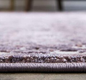 Unique Loom Aberdeen Collection Traditional Vintage Inspired Tone Textured Area Rug, 9 ft x 12 ft, Violet/Ivory