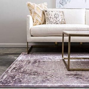 Unique Loom Aberdeen Collection Traditional Vintage Inspired Tone Textured Area Rug, 9 ft x 12 ft, Violet/Ivory