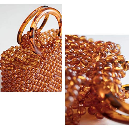 YIFEI Women Colored Transparent Beaded Acrylic Handbag Evening Handmade Bags for Wedding Party (Brown)