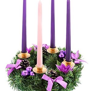 Elite Christmas Products Advent Candle Set. Made in The USA Self Fitting End. Premium Hand Dipped Candles, Dripless, 4 Pack - 3 Purple, 1 Pink