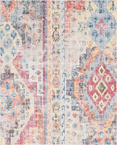 unique loom basilica collection traditional vintage bohemian inspired with colorful design area rug, 8′ 0″ x 10′ 0″, multi/beige