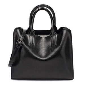 andongnywell women oil leather handbags top handle satchel shoulder bucket bag tote purse for ladies and girl (c)