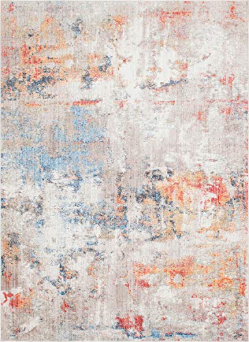 Unique Loom Rainbow Collection Modern Abstract Watercolor Multi Area Rug (8' 0 x 11' 0)